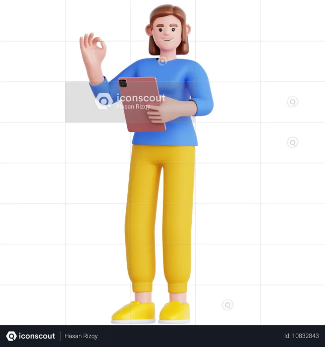 Woman Using Tablet  3D Illustration