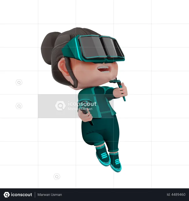 Woman using VR Tech  3D Illustration