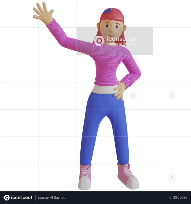 Woman waiving hand  3D Illustration