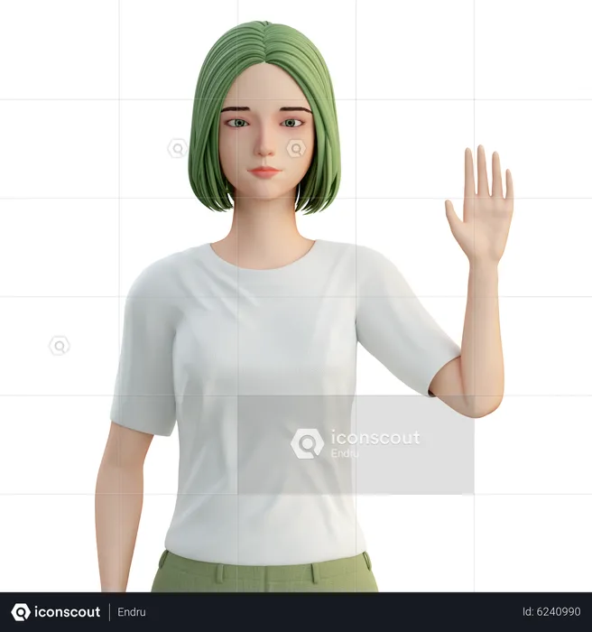 Woman waiving hand  3D Illustration