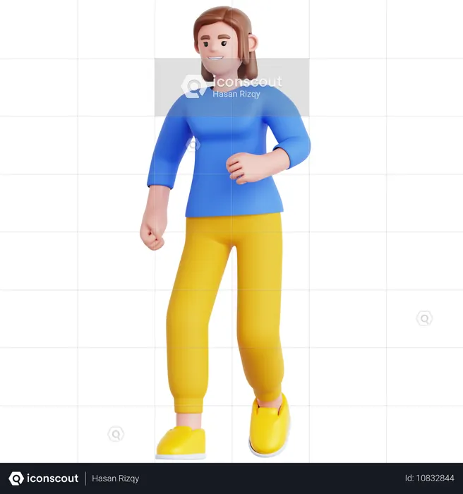 Woman Walking  3D Illustration