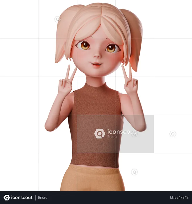 Woman Waves Her Hand  3D Illustration