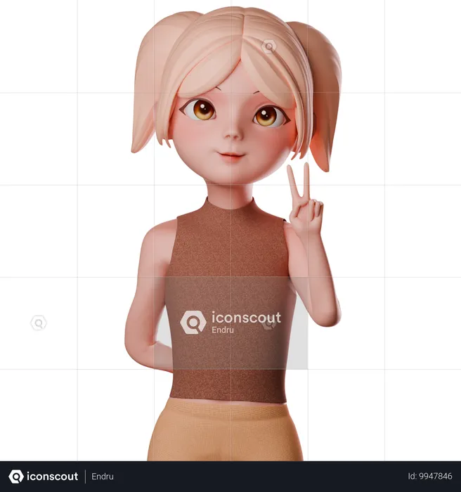 Woman Waving Hand  3D Illustration