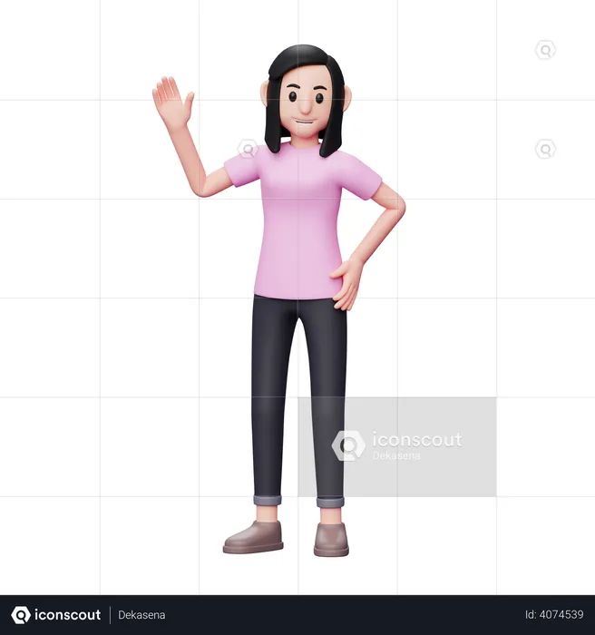 Woman waving her hand  3D Illustration