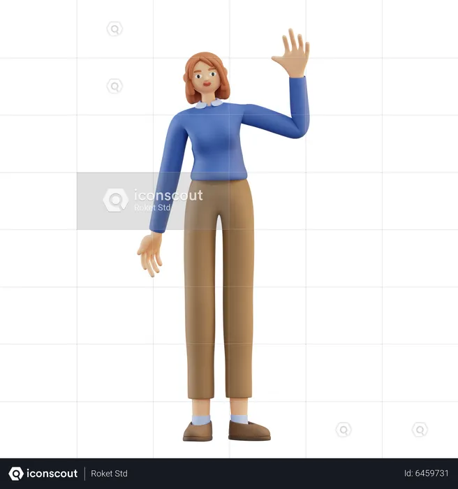 Woman Waving her Hand  3D Illustration