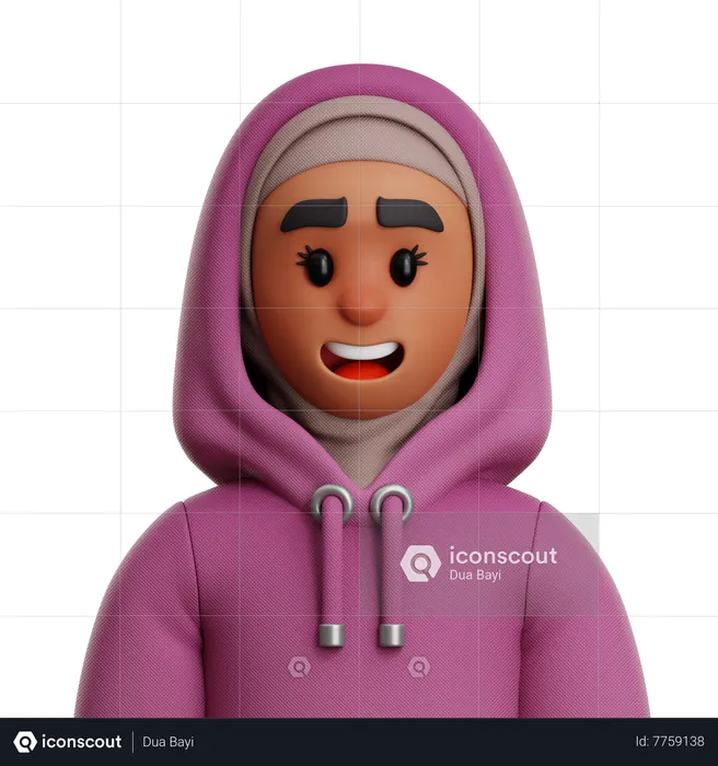 WOMAN WEARING HIJAB  3D Icon