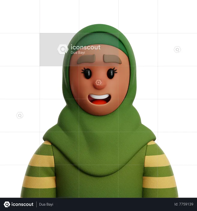 Woman Wearing Hijab  3D Icon