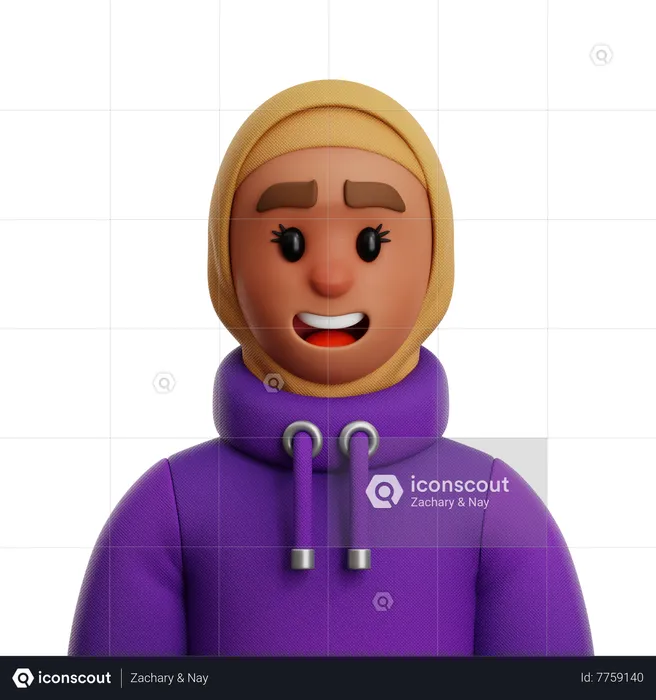Woman Wearing Hijab  3D Icon
