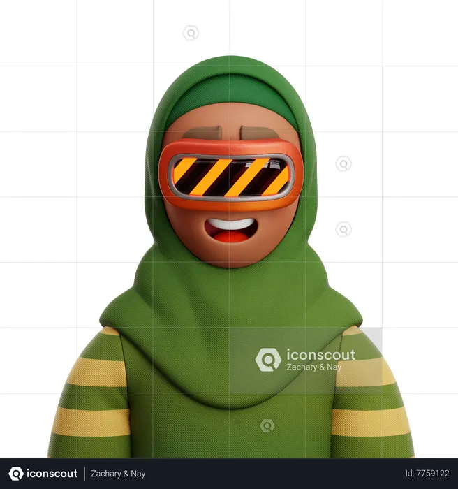 Woman Wearing Hijab With VR  3D Icon