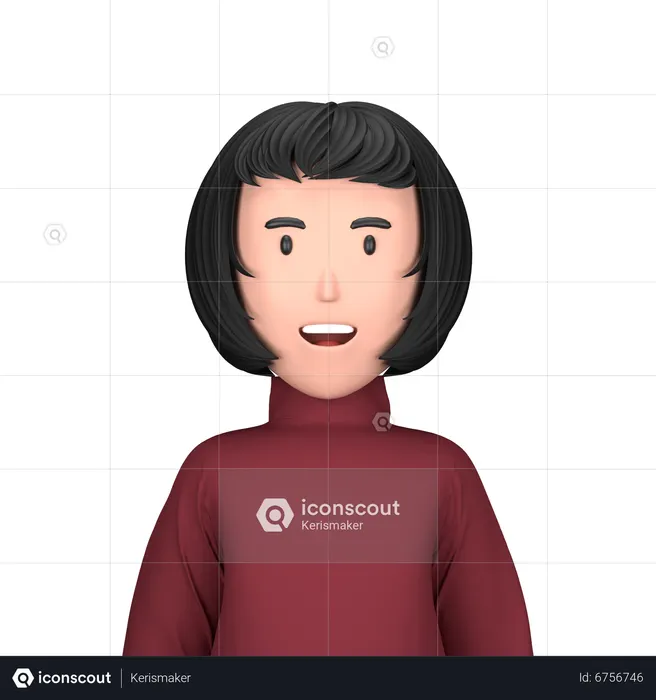 Woman wearing turtleneck  3D Icon