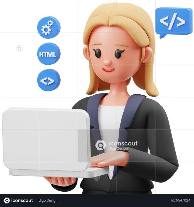 Woman Web Developer  3D Icon