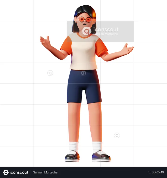 Woman With A Surprised Pose  3D Illustration