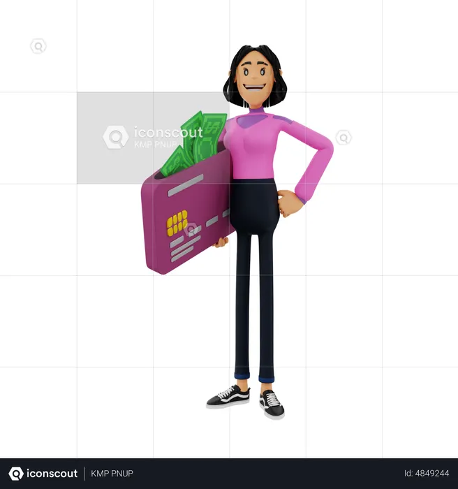 Woman with bank card  3D Illustration