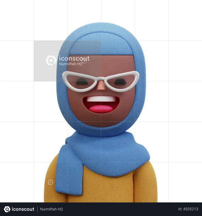 Woman With Blue Hijab  3D Icon