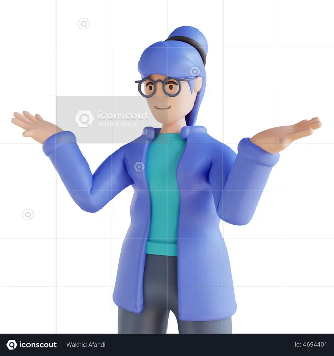 Woman with don't know hand gestures  3D Illustration