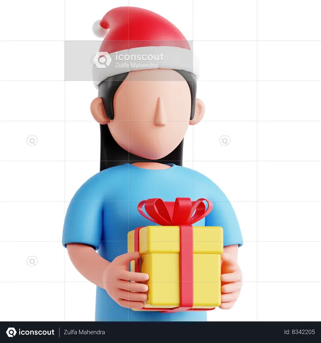 Woman with Gift  3D Icon