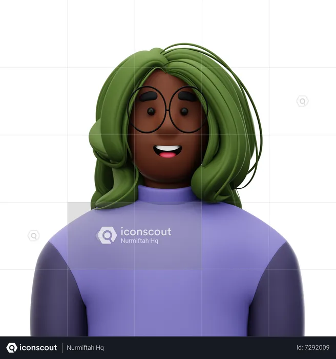 Woman with Green Hair  3D Icon