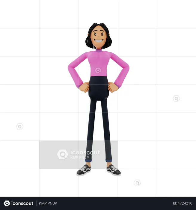 Woman With Hand On Waist  3D Illustration