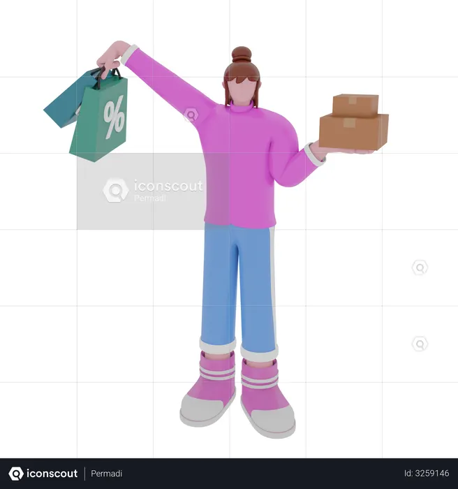 Woman with handbag  3D Illustration