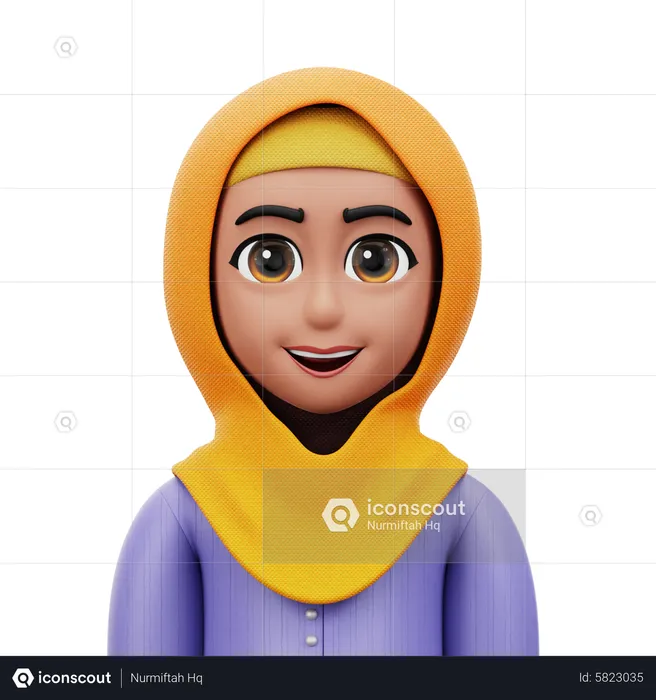 Woman with Hijab  3D Icon