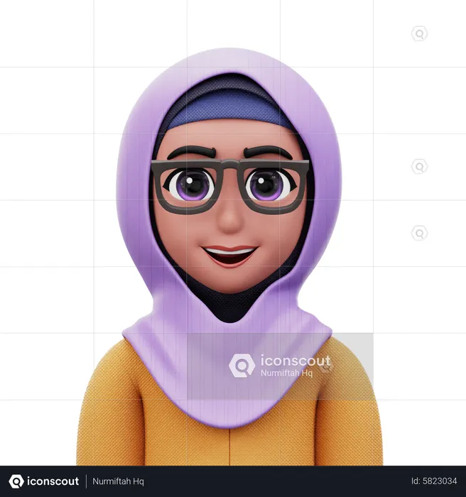 Woman with Hijab and Glasses  3D Icon