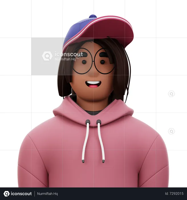 Woman with Jacket and Hat  3D Icon