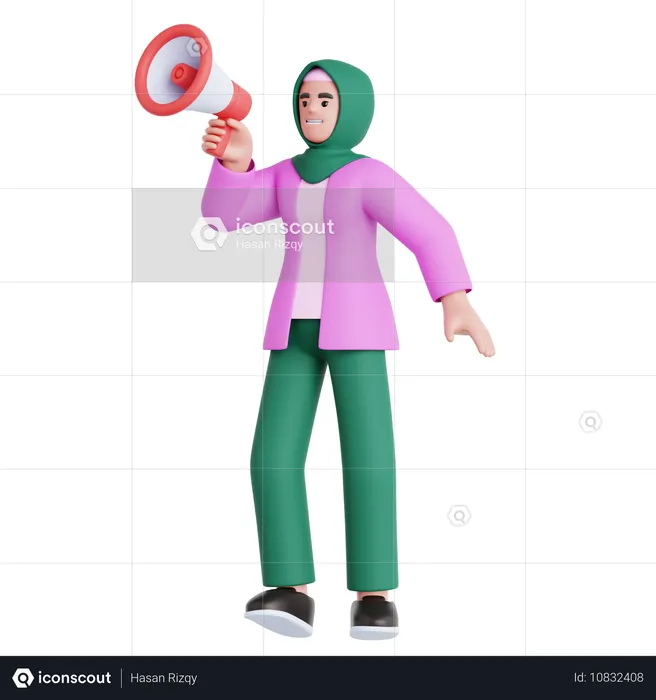 Woman with Megaphone  3D Illustration