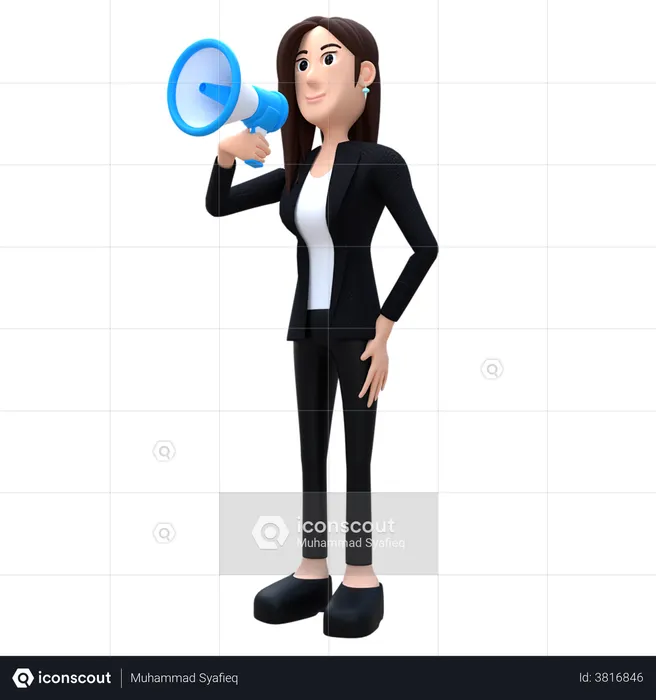 Woman With Megaphone  3D Illustration