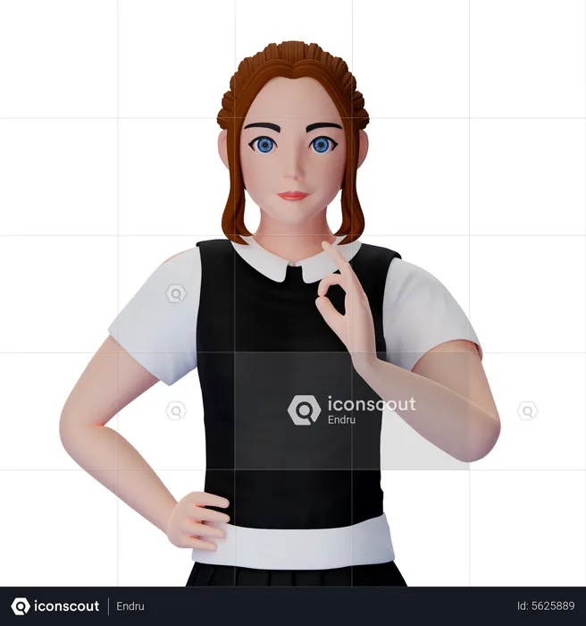 Woman With Ok Gesture  3D Illustration