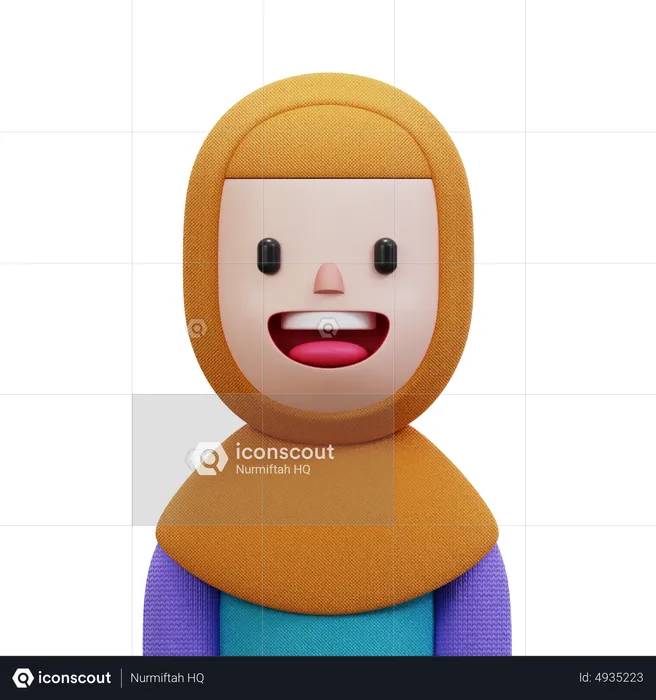 Woman With Orange Hijab  3D Icon