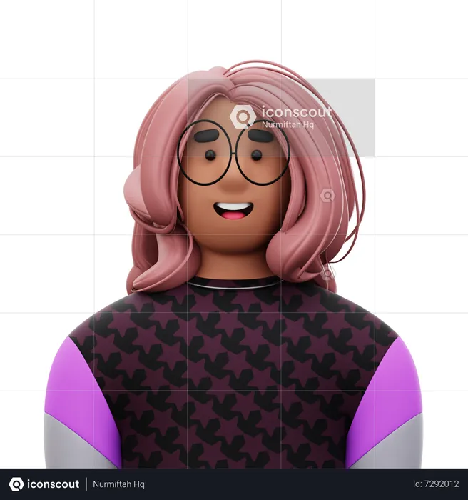 Woman with Pattern Shirt  3D Icon