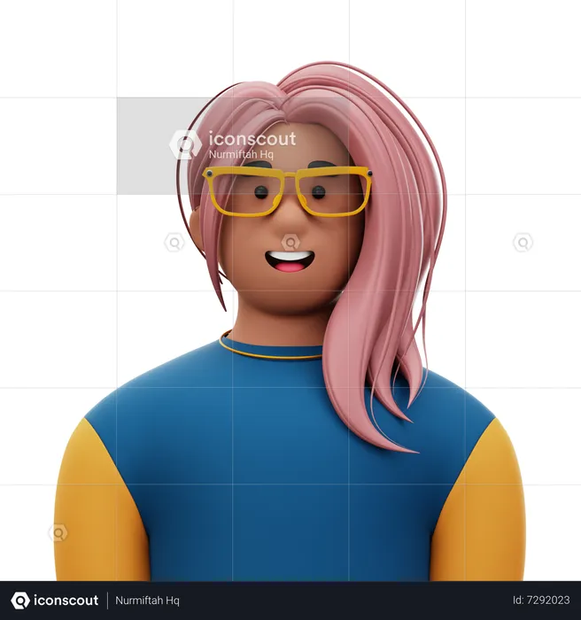 Woman with Pink Hair  3D Icon
