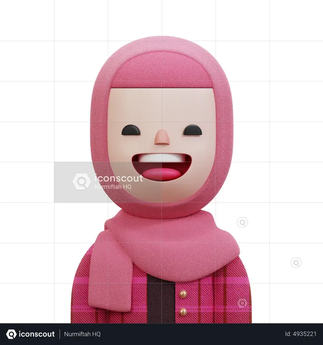 Woman With Pink Hijab  3D Icon