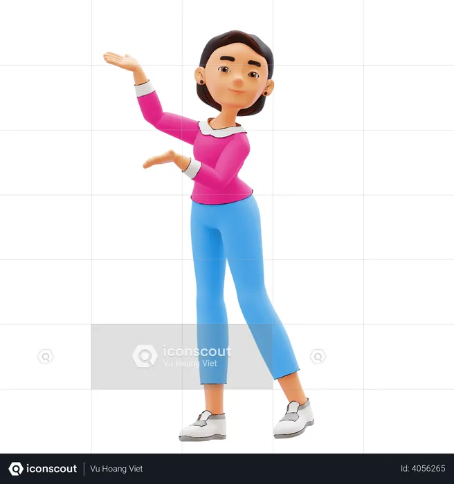 Woman with presenting gesture  3D Illustration