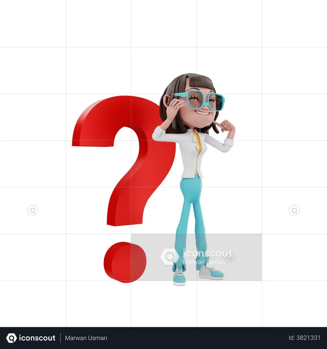 Woman with question mark  3D Illustration