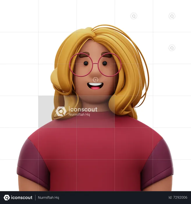 Woman with Red Shirt  3D Icon
