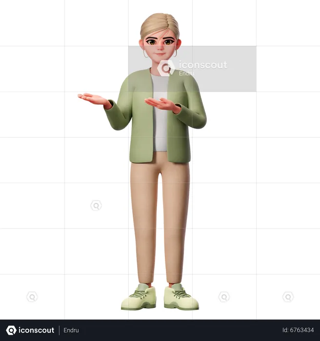 Woman With Well Dressed Presenting To Left Side With Both Hand  3D Illustration