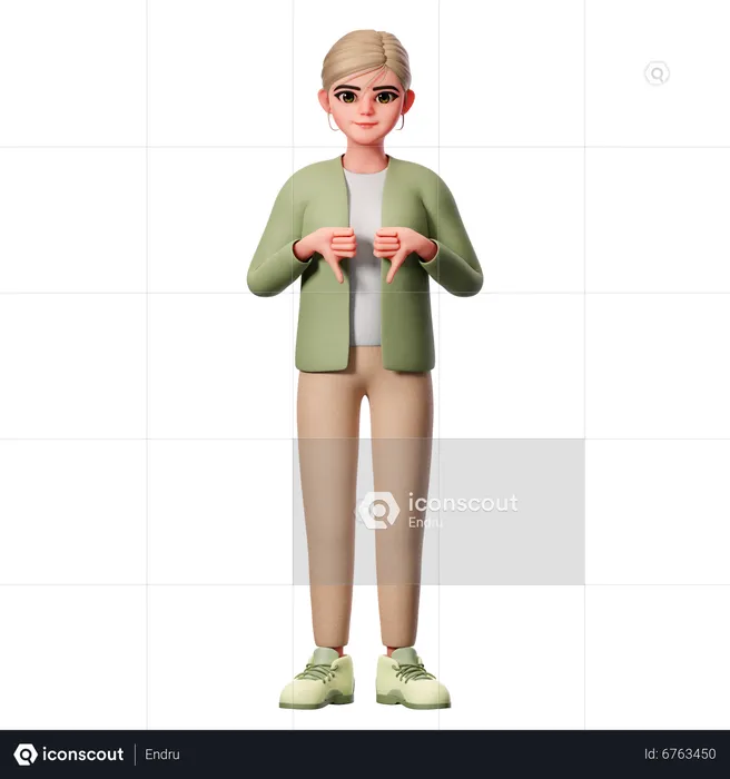 Woman With Well Dressed Showing Dislike Hand Gesture  3D Illustration
