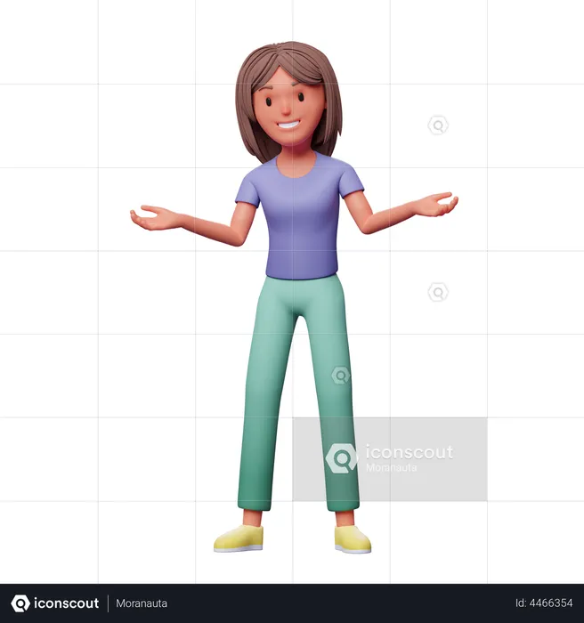 Woman with wide open arms  3D Illustration