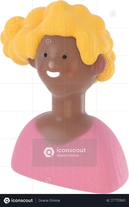 Woman with yellow curly hair  3D Illustration