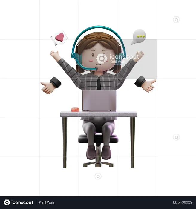 Woman working as customer care agent  3D Illustration