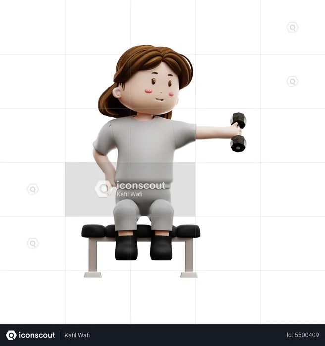Woman Workout Exercises With Dumbbells  3D Illustration
