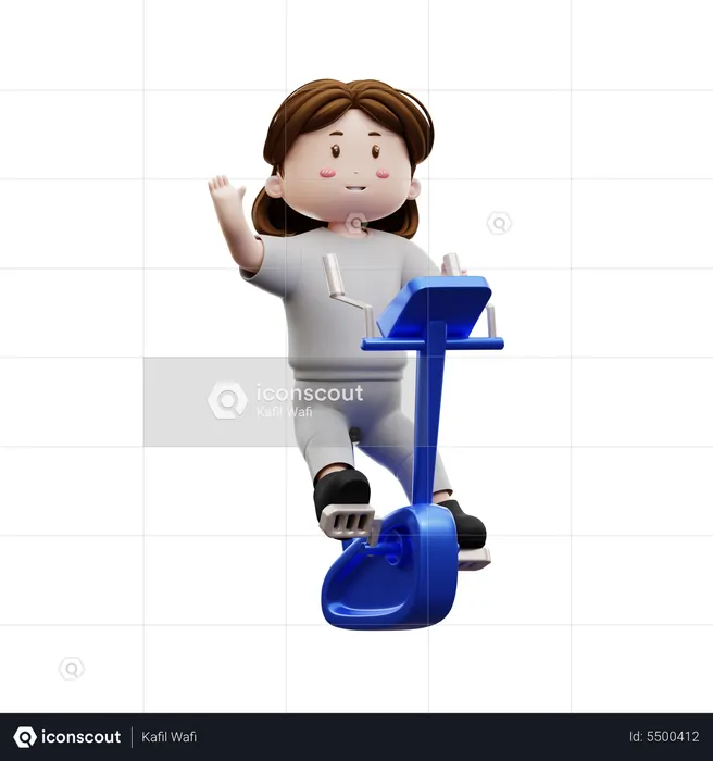 Woman Workout Riding A Stationary Bike  3D Illustration