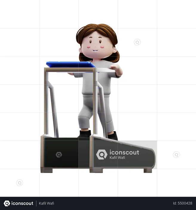 Woman Workout Running On A Treadmill  3D Illustration