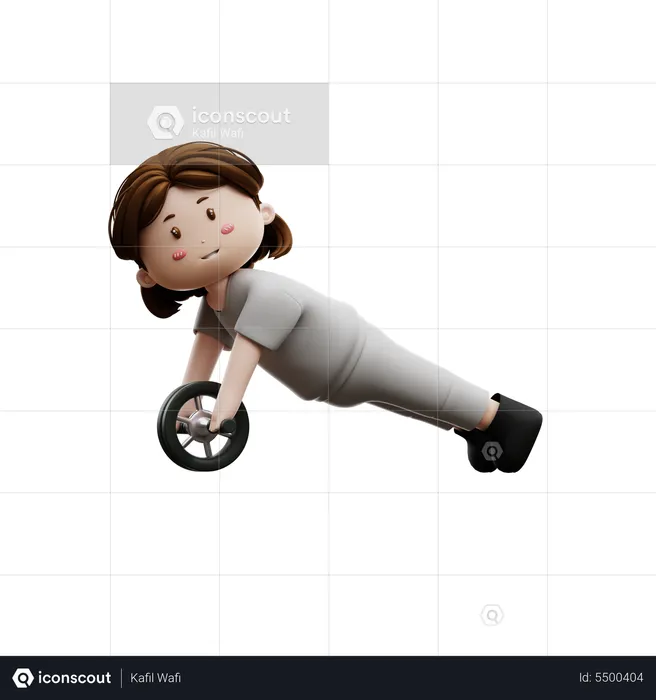 Woman Workout With Abs Roller  3D Illustration