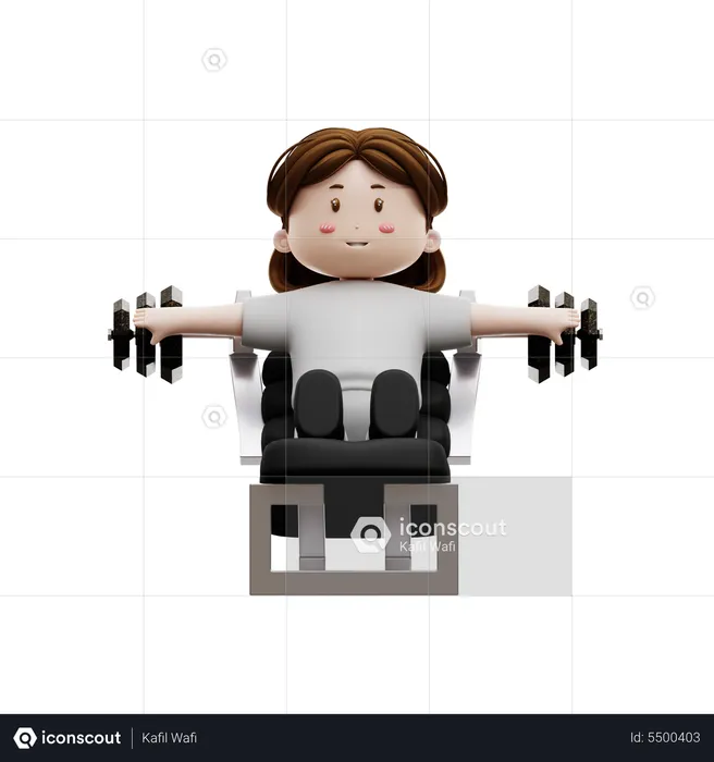 Woman Workout With Barbell  3D Illustration
