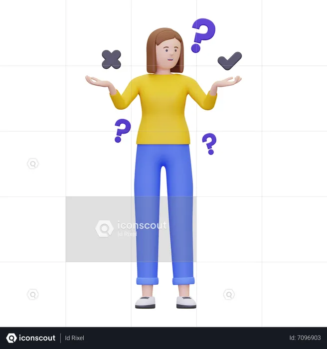 Women Are Confused About Choosing Something  3D Illustration