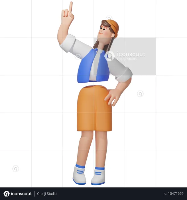 Women Pointing Upwards  3D Illustration