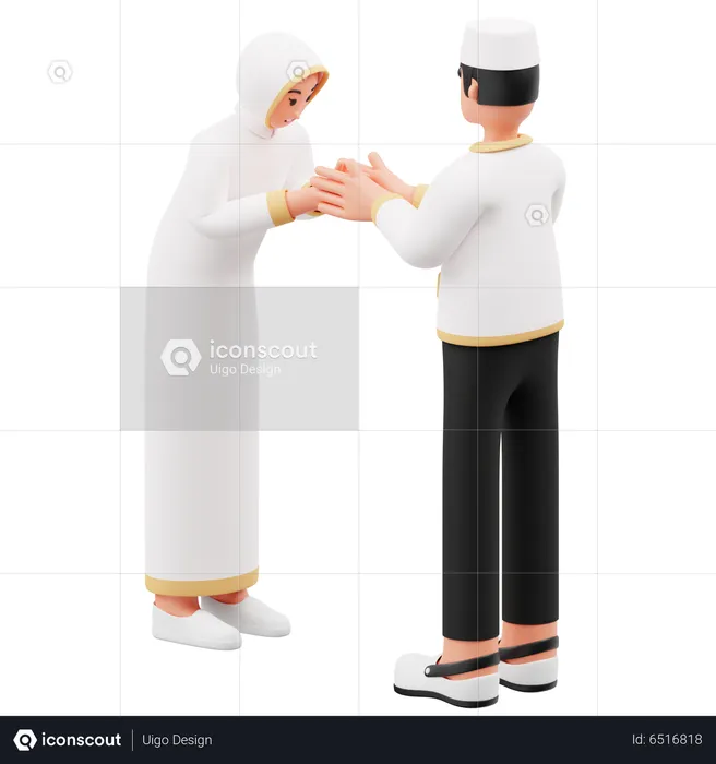 Women Shaking Hands To Men  3D Illustration