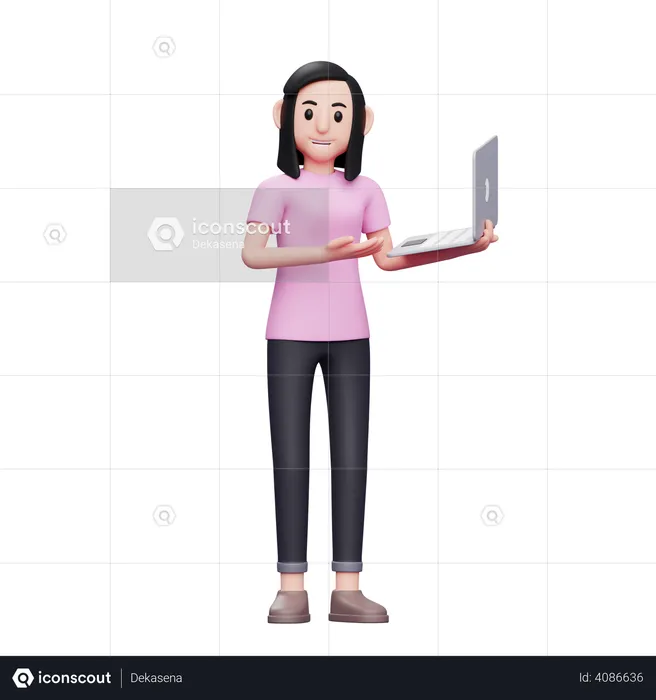 Woman indicating something 3D Illustration download in PNG, OBJ or